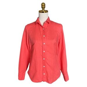 J.Crew Linen-Cotton Blend Perfect Fit Coral Button-Up Shirt Women’s Size 2